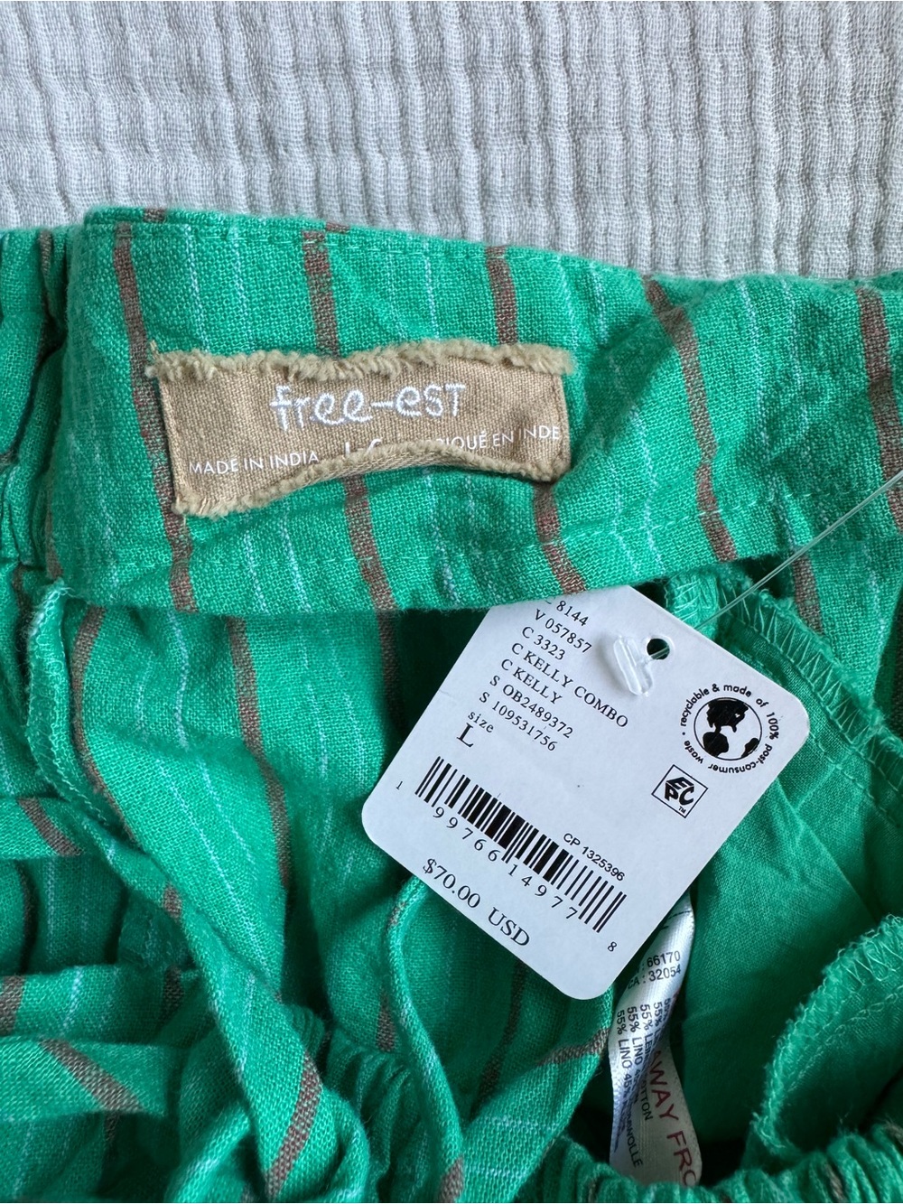 Free People Sun Dazed Cotton-Linen Striped Pants - Picture 6 of 7